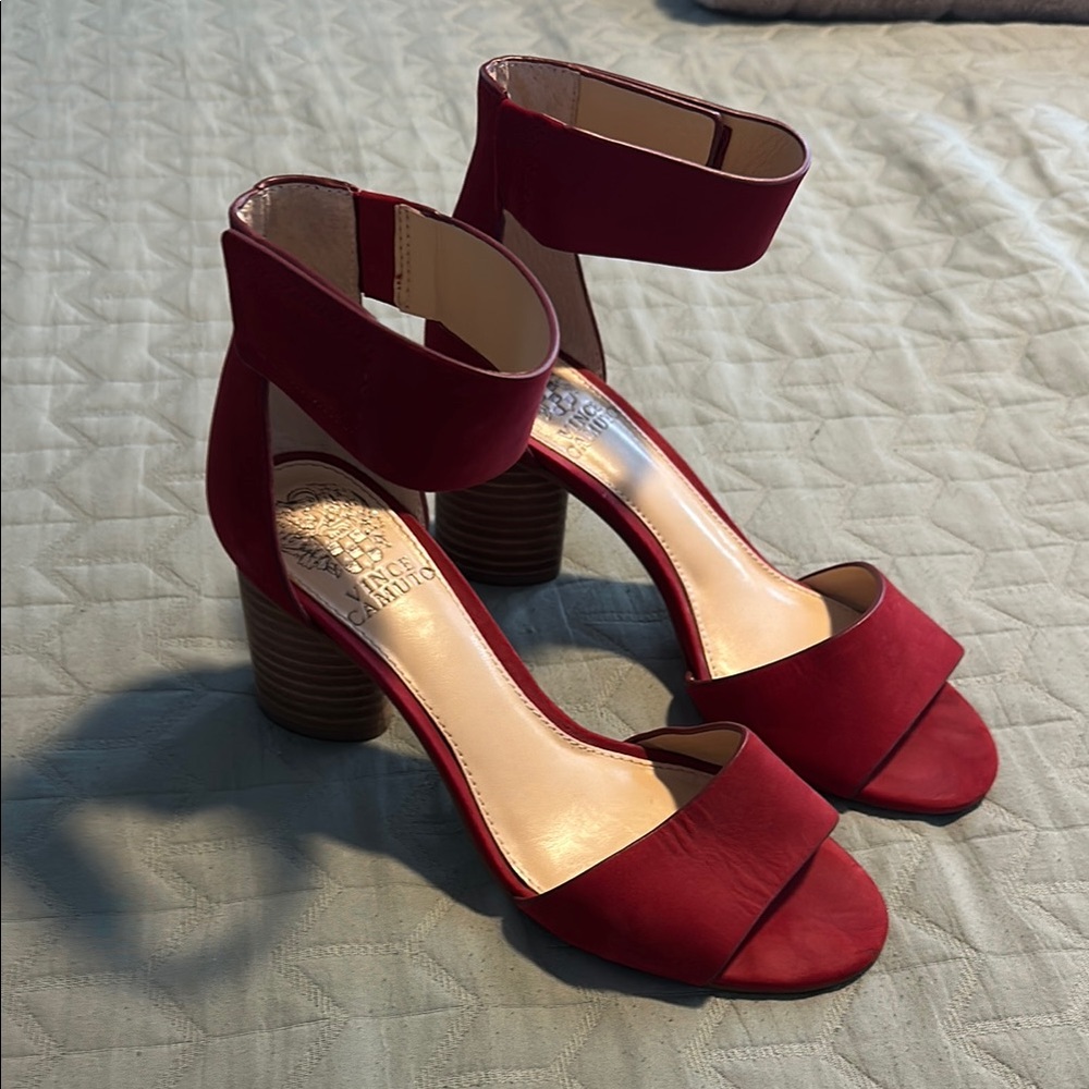 Vince Camuto Red Block Heel Sandals